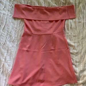 Pink off the shoulder mini day dress